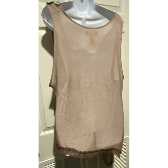 LADY NOIZ Top Women M Ruffle Sleeveless Asymetrical Peasant Gauze Flower - Picture 5 of 12